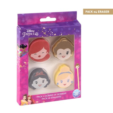 DISNEY - Set di 4 gomme delle principesse