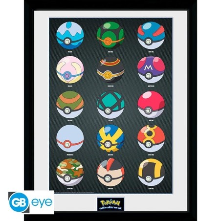 POKEMON Framed print Pokeballs