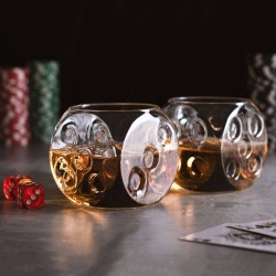 Set of 2 dice-shaped glass tumblers