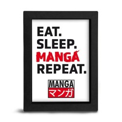 EAT SLEEP MANGA REPEAT - Black Kraft Frame 15x20 cm
