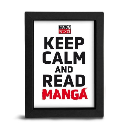 KEEP CALM AND READ MANGA - Stampa quadretto con cornice nera 15x20 cm