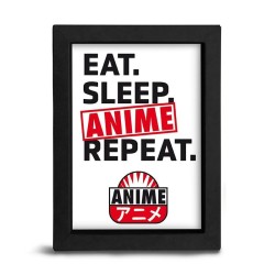 EAT SLEEP ANIME REPEAT - Black Kraft Frame 15x20 cm