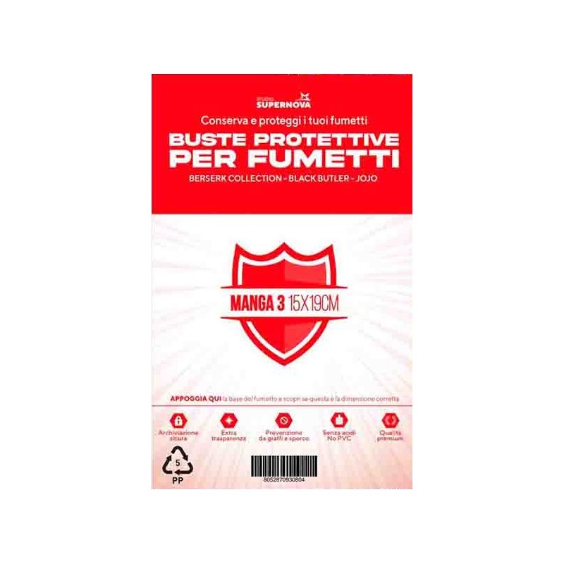 STUDIO SUPERNOVA - 100 Buste protettive manga 3 (15,0 x 19,0)