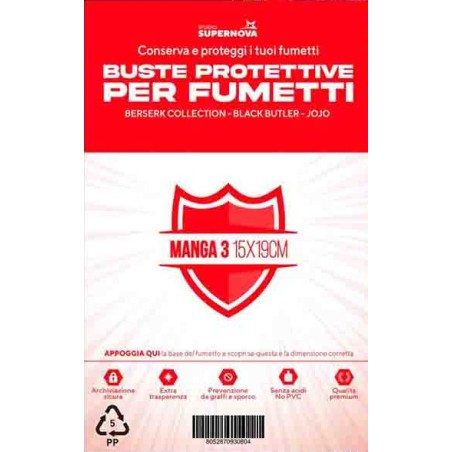 STUDIO SUPERNOVA - 100 Buste protettive manga 3 (15,0 x 19,0)