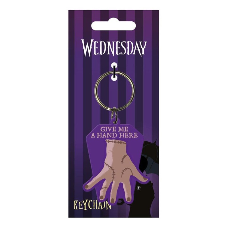 Wednesday Rubber Keychain "Give Me A Hand"