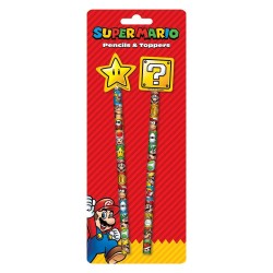 SUPER MARIO - Stationery Set (2 Pencils & Toppers)