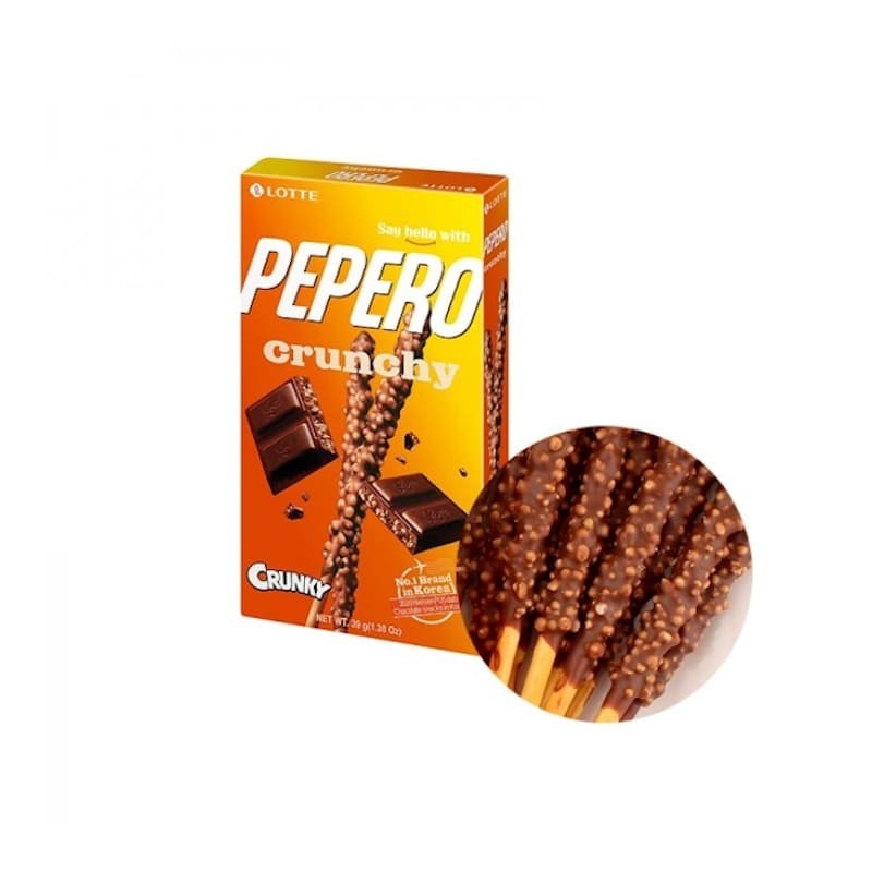 Pepero Crunky 39g - Korean biscuits with chocolate coating and almond crumbs