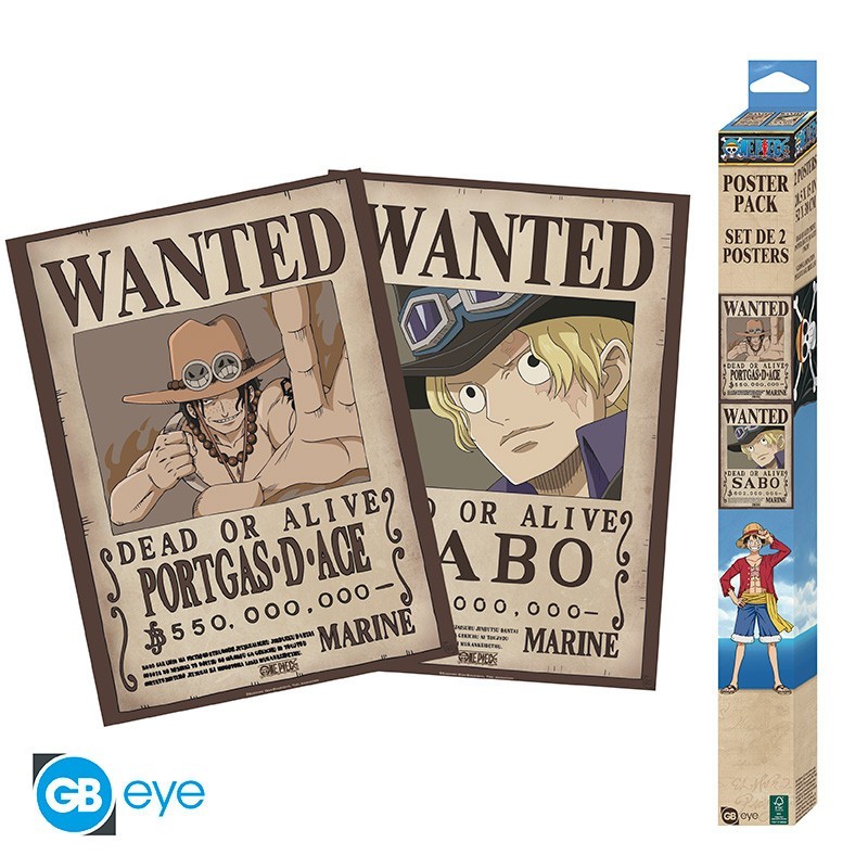 ONE PIECE Set 2 Chibi Posters Wanted Sabo & Ace (52x38cm)