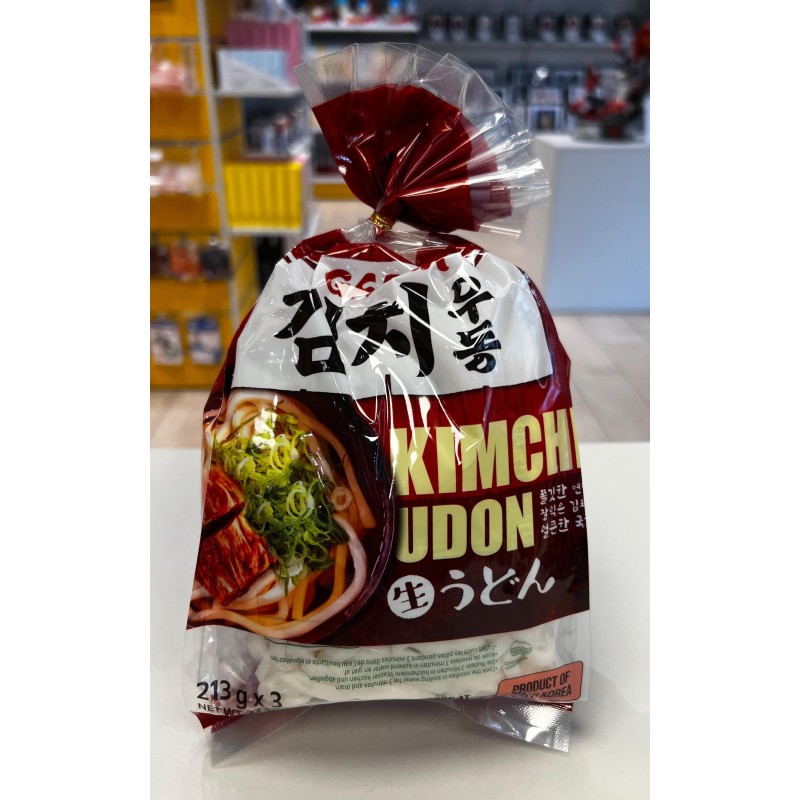 Kimchi Udon Noodles (3-Portion) - Korean Instant Noodles with Spicy Kimchi Flavored Soup Base 213G