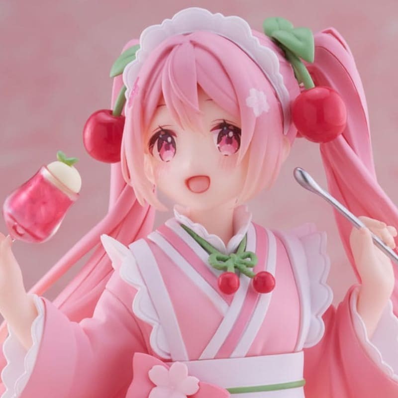 HATSUNE MIKU - Sakura Miku Japanese Cafe Ver. Newley Written Reissue Taito PVC Figure 18 cm